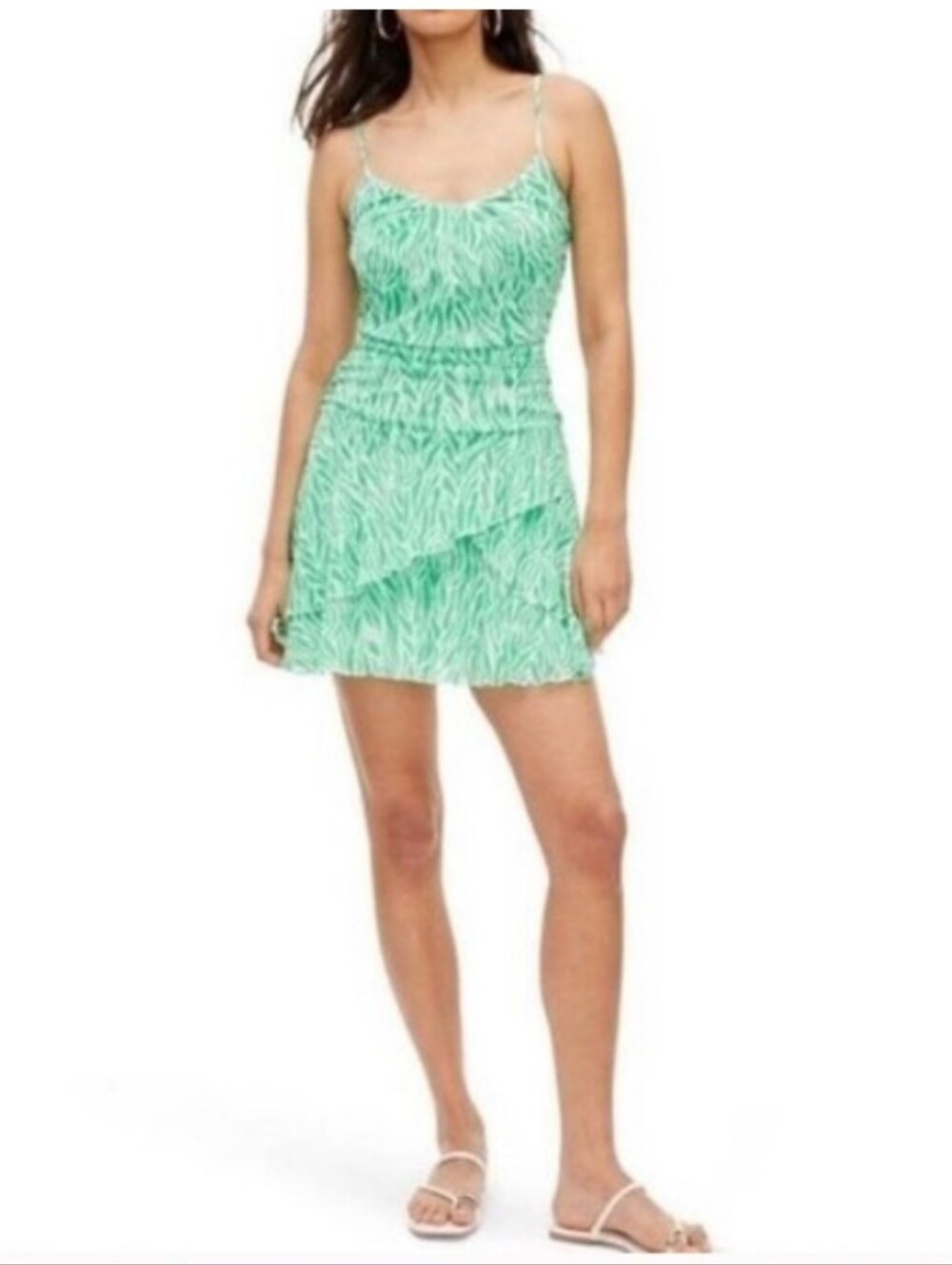 Diane Von Furstenberg For Target Mint Green Printed Tiered Mini Dress